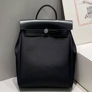 Hermes Herbag A Dos Zip Backpack Canvas Palladium Hardware In Black