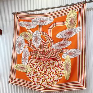 Hermes Flores Del Este Scarf 90 In Orange