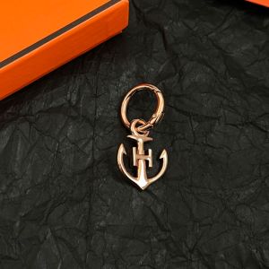 Hermes H Logo Anchor Keyring Metal In Gold