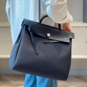 Hermes Herbag Messenger 39 Canvas Palladium Hardware In Black