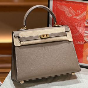 Hermes Kelly Bag Epsom Leather Gold Hardware In Khaki