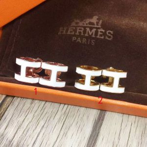 Hermes Pop H Earrings In White