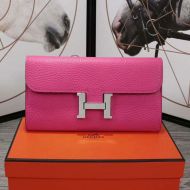 Hermes Constance Wallet Epsom Leather Palladium Hardware In Rose