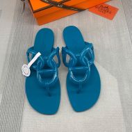 Hermes Egerie Slides Women Rubber with Chaine D'ancre In Blue