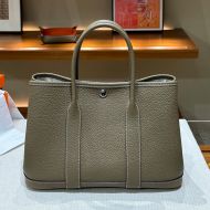 Hermes Garden Party Bag Togo Leather Palladium Hardware In Khaki