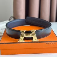 Hermes H Take Off 32 Reversible Belt Togo Leather In Black/Blue