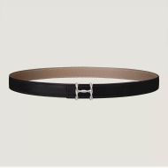 Hermes H Torsade 24 Reversible Belt Leather In Black/Grey