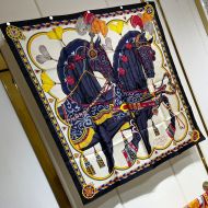 Hermes Harnais De Coeur Scarf 90 In Black