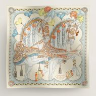 Hermes Harnais De Coeur Double Face Scarf 90 In Beige