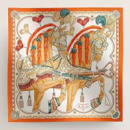 Hermes Harnais De Coeur Double Face Scarf 90 In Orange