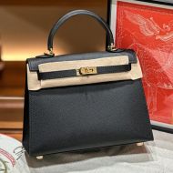 Hermes Kelly Bag Epsom Leather Gold Hardware In Black