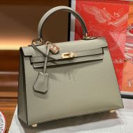 Hermes Kelly Bag Epsom Leather Gold Hardware In Grey