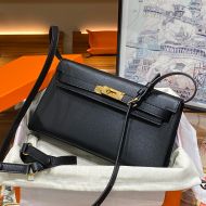 Hermes Kelly Elan Bag Chevre Leather Gold Hardware In Black