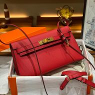 Hermes Kelly Elan Bag Chevre Leather Gold Hardware In Red