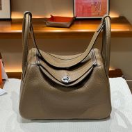 Hermes Lindy Bag Clemence Leather Palladium Hardware In Khaki