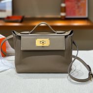 Hermes Mini 24/24 Bag Evercolor/Swift Leather Gold Hardware In Khaki