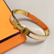 Hermes Narrow Clic H Bracelet Gold Hardare In White