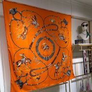 Hermes Pampa Shawl 140 In Orange