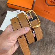 Hermes Pin Belt Epsom Calfskin In Brown/Gold