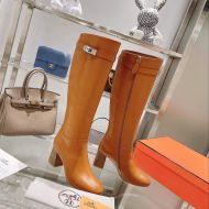 Hermes Story Shorter Boots Women Box Calfskin In Brown