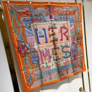 Hermes Super Silk Quest Scarf 90 In Orange