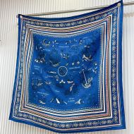 Hermes Tatouages Marins Bandana Scarf 90 In Blue