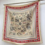 Hermes Tatouages Marins Bandana Scarf 90 In Red