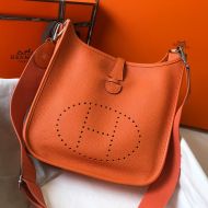 Hermes Evelyne Bag Clemence Leather Palladium Hardware In Orange