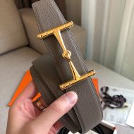 Hermes H Hippique Buckle 38MM Reversible Belt Togo Leather In Grey