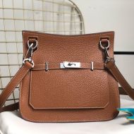 Hermes Jypsiere Bag Clemence Leather Palladium Hardware In Caramel