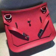 Hermes Jypsiere Bag Clemence Leather Palladium Hardware In Red