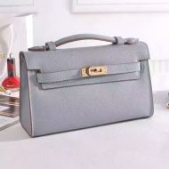 Hermes Kelly Mini Pochette Bag Epsom Leather Gold Hardware In Sky Blue