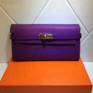 Hermes Kelly Wallet Epsom Leather Gold Hardware In Purple