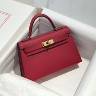 Hermes Kelly II Mini Bag Epsom Leather Gold Hardware In Red