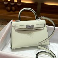 Hermes Mini Kelly II Bag Epsom Leather Palladium Hardware In Mint Green