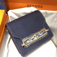 Hermes Roulis Bag Epsom Leather Gold Hardware In Navy Blue