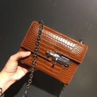 Hermes Verrou Chaine Mini Bag Alligator Leather Palladium Hardware In Brown