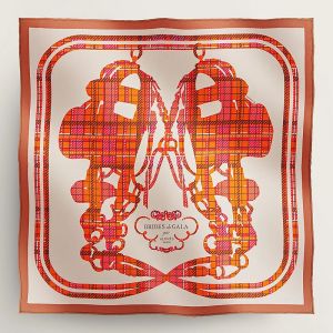 Hermes Brides De Gala Tartan Shawl 140 In Beige