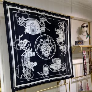 Hermes Ex-Libris Fringed Shawl 140 In Black