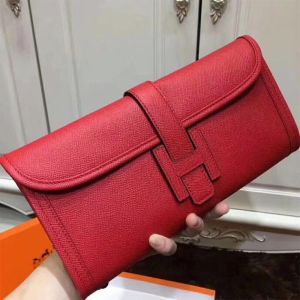 Hermes Jige Elan Clutch Epsom Leather In Red