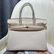 Hermes Birkin Bag Ostrich Leather Gold Hardware In White