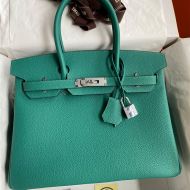 Hermes Birkin Bag Togo Leather Palladium Hardware In Malachite Green