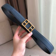 Hermes Cape Buckle 32MM Reversible Belt Togo Leather In Navy Blue