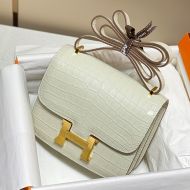 Hermes Constance Bag Alligator Leather Gold Hardware In White