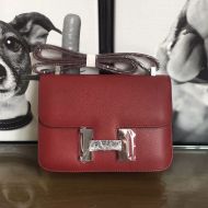 Hermes Constance Bag Epsom Leather Palladium Hardware In Burgundy