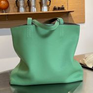 Hermes Double Sens Bag Clemence Leather In Green/Grey