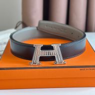 Hermes H Take Off 32 Reversible Belt Togo Leather In Black/Grey