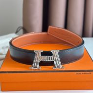 Hermes H Take Off 32 Reversible Belt Togo Leather In Black/Orange