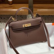 Hermes Mini Kelly II Bag Epsom Leather Gold Hardware In Coffee