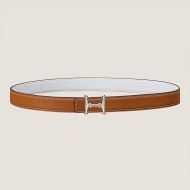 Hermes Mors H 24 Reversible Belt Leather In Brown/White